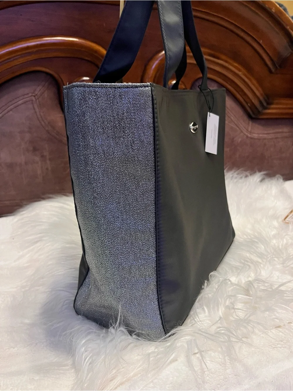 Coach Black with Shimmery Silver Side Panels tote bag
